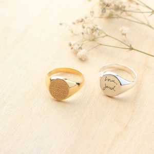 Echter Fingerabdruck Siegelring - Ovaler Siegelring - Bedruckter Goldring - Fingerabdruck Siegelring - Siegelring für Frauen - Siegelring für Frauen