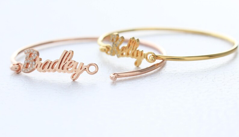 Personalized Name Bracelet Personalized Jewelry Rose Gold Name Bracelet Custom Nameplate Bracelet Personalized Bridesmaids Gifts image 2