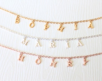 Custom Letter Necklace - Personalized Name Necklace - Custom Initials Necklace - Spaced Letter Necklace - Mother's Day Gifts