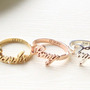 Custom Name Ring with Personalized Band - Engraved Ring - Personalized name ring - Bridesmaid Gift- MOTHER GIFT - Christmas Gift