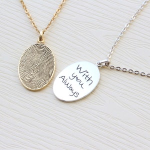 Fingerprint Necklace Unique Sympathy Gift in Sterling Silver Delicate Personalized Fingerprint Necklace For Her Mother's Day Gifts image 1