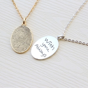 Fingerprint Necklace - Unique Sympathy Gift in Sterling Silver - Delicate Personalized Fingerprint Necklace For Her - Mother&#39;s Day Gifts