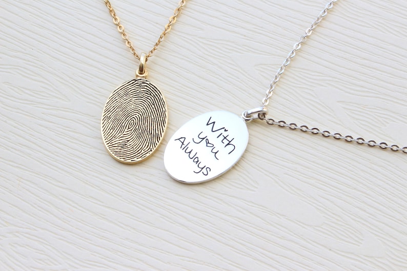 Fingerprint Necklace Unique Sympathy Gift in Sterling Silver Delicate Personalized Fingerprint Necklace For Her Mother's Day Gifts image 1