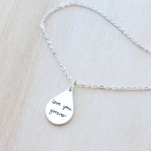 Teardrop Fingerprint Necklace Fingerprint Necklace Unique Sympathy Gift in Sterling Silver Delicate Personalized Necklace For Her image 4