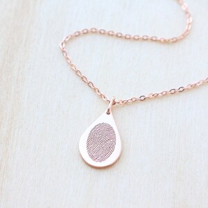 Teardrop Fingerprint Necklace Fingerprint Necklace Unique Sympathy Gift in Sterling Silver Delicate Personalized Necklace For Her image 8