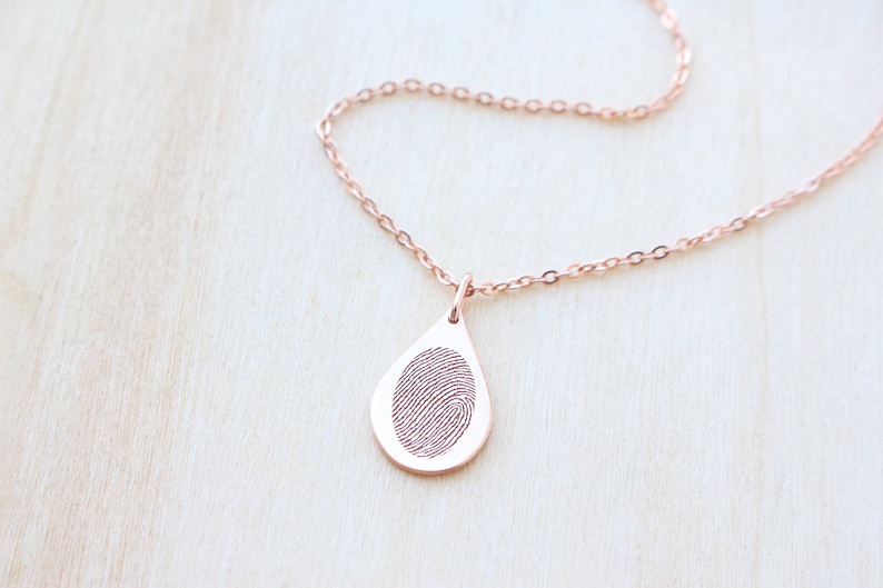 Teardrop Fingerprint Necklace Fingerprint Necklace Unique Sympathy Gift in Sterling Silver Delicate Personalized Necklace For Her image 8