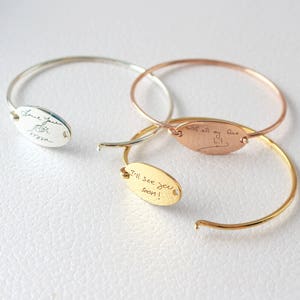 Custom Actual Handwriting Jewelry - Handwriting Bangle - Engraved Signature Bracelet - Keepsake Jewelry - Sentimental Mother Gift