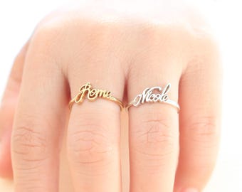 Personalized name ring - Keepsake Jewelry in Sterling Silver- Bridesmaid Gift- Stackable Name Ring - MOTHER GIFT - Christmas Gift