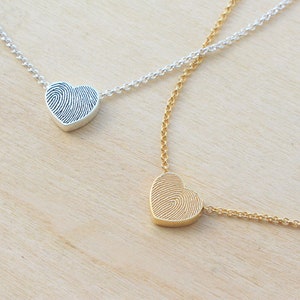 Tiny Heart Shaped Fingerprint Necklace with Rolo Chain Unique Sympathy Gift Delicate Personalized Necklace Dainty Necklace image 6