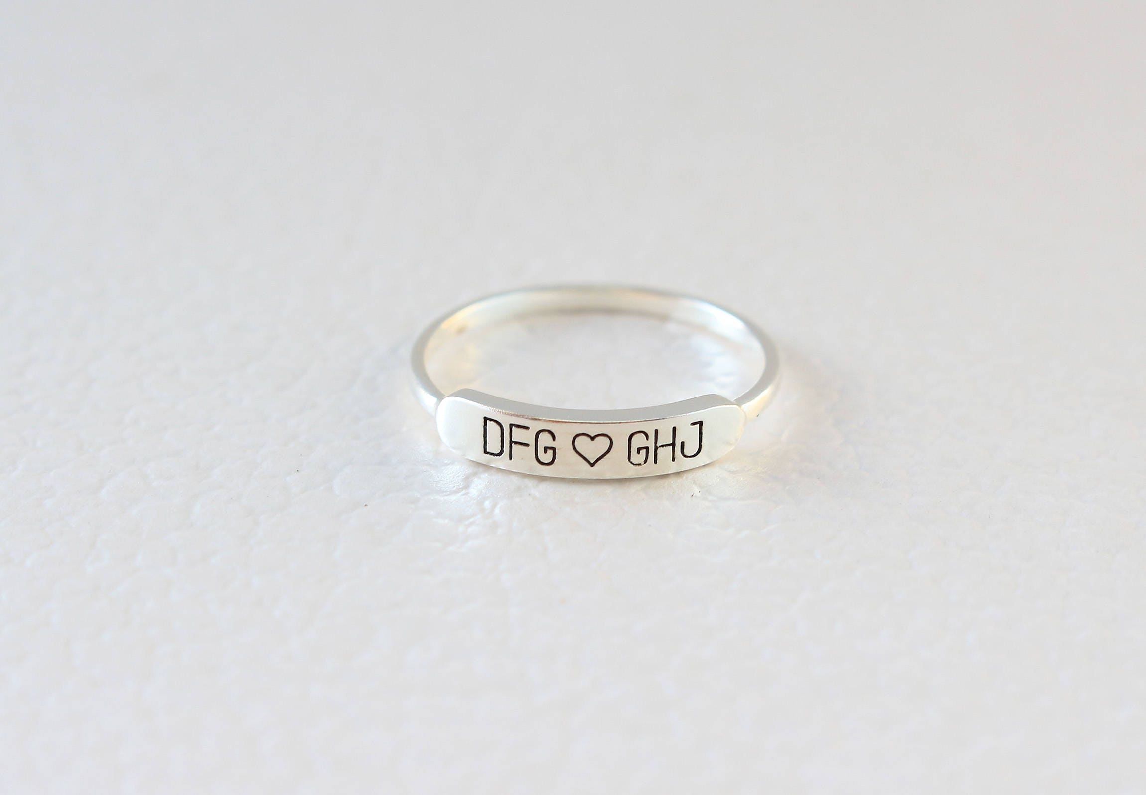 Dainty Bar Ring Stackable Name Ring Custom Name Ring Etsy