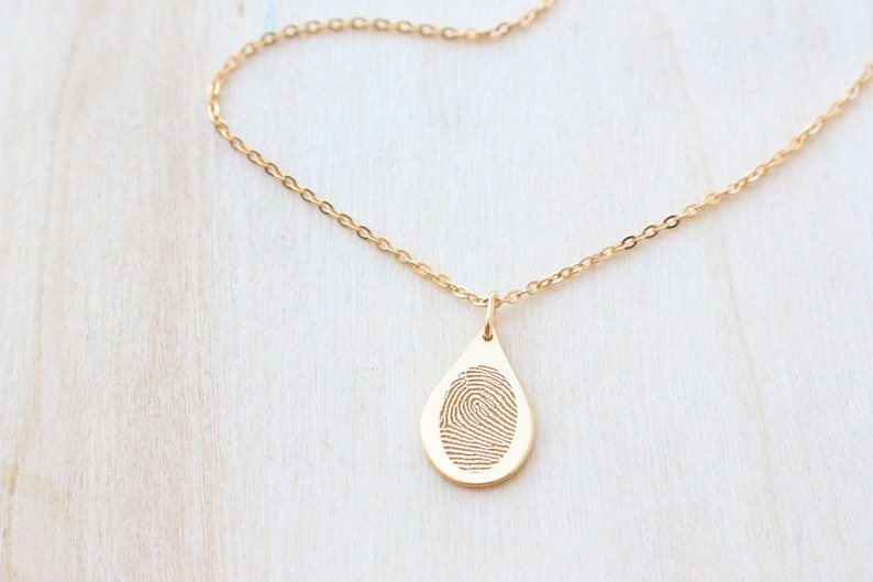 Teardrop Fingerprint Necklace Fingerprint Necklace Unique Sympathy Gift in Sterling Silver Delicate Personalized Necklace For Her image 1