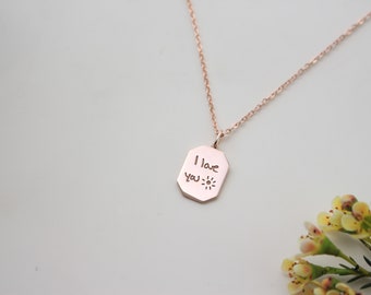 Custom Engraved Tag Necklace - Personalized Dogtag Necklace - Medium Tag - Actual Fingerprint Necklace - Your Child's Actual Footprint