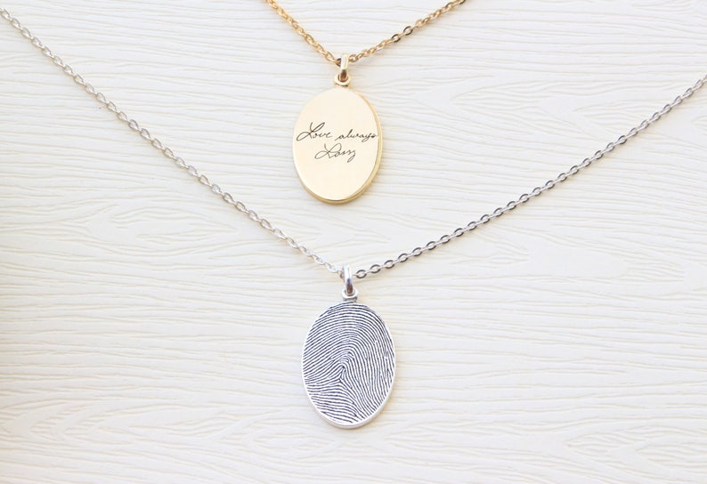 Fingerprint Necklace Unique Sympathy Gift in Sterling Silver Delicate Personalized Fingerprint Necklace For Her Mother's Day Gifts image 8