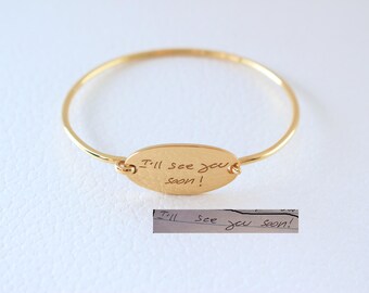 Joyería personalizada con escritura a mano - Brazalete con escritura a mano - Pulsera con firma grabada - Joyería de recuerdo - Regalo sentimental para mamá