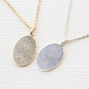 Fingerprint Necklace Unique Sympathy Gift in Sterling Silver Delicate Personalized Fingerprint Necklace For Her Mother's Day Gifts image 9