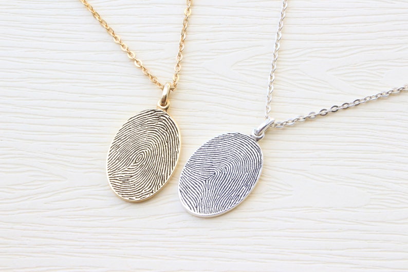 Fingerprint Necklace Unique Sympathy Gift in Sterling Silver Delicate Personalized Fingerprint Necklace For Her Mother's Day Gifts image 9