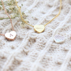 Tiny Heart Shaped Fingerprint Necklace with Rolo Chain Unique Sympathy Gift Delicate Personalized Necklace Dainty Necklace image 9