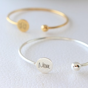 Adjustable Monogram Bangle - Custom Signature Bangle- Engraved Name Bracelet - Personalized Monogram Cuff - Initials Bangle - Christmas Gift