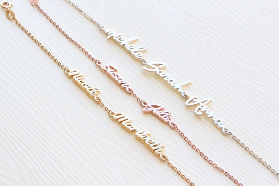 Triple Name Bracelet Double Name Multiple Names Custom Etsy