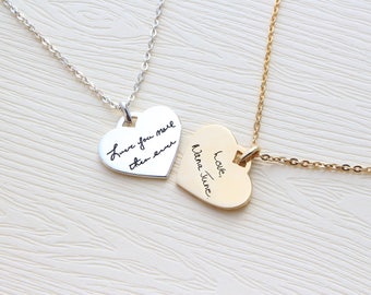 Actual Handwriting Heart Necklace - Personalized Signature Necklace - Memorial Jewelry - Sterling Silver Necklace - Christmas Gift