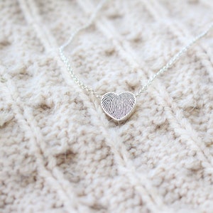 Tiny Heart Shaped Fingerprint Necklace with Rolo Chain Unique Sympathy Gift Delicate Personalized Necklace Dainty Necklace image 7