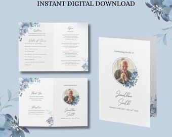 Funeral Program Template: Editable Celebration of Life, Order of Service (Digital Download)