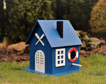 Birdhouse Bird house Sea birdhouse Outdoor birdhouse Large birdhouse Painted birdhouses Birdhouse decor Bird Garden decor Garden art Wooden