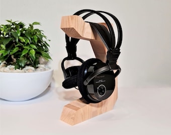 Oak wood headphones stand Headphones holder Gamer gifts Headphone hanger Office desk accessories Dj gift Wooden headphone stand Gift for her