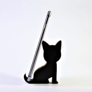 Cat phone stand Wood phone stand Cell phone holder Gift for kids iPhone dock Animal phone stand Smartphone stand Funny Desk Accessory Kitten