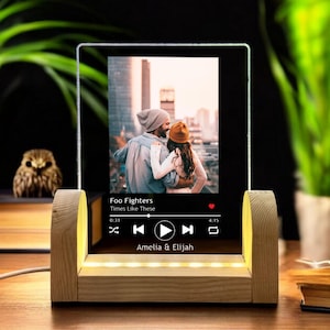 Personalized Photo Music Plaque Song Plaque Nightlight Gifts for her and him Anniversary gift Custom Night Light With Stand Table lamp