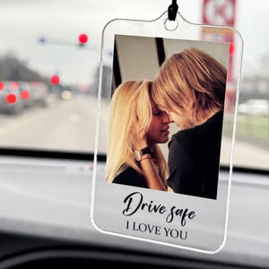 Ornamento per auto con foto personalizzata Regalo personalizzato Guida sicura Regali per lui Accessori per auto Regali per lei Regali per la mamma Regali di Natale Ritratto