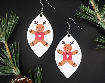 Gingerbread Christmas earrings Christmas jewelry Christmas ornaments Christmas gifts for women Christmas decor Gifts for her Wooden earrings