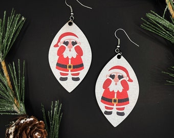 Santa claus Christmas earrings Christmas gifts for women Christmas decor Gifts for her Christmas jewelry Christmas ornaments Wooden earrings