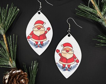 Santa claus Christmas earrings Christmas gifts for women Christmas decor Gifts for her Christmas jewelry Christmas ornaments Wooden earrings