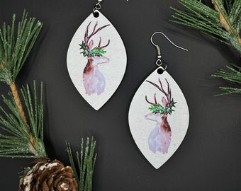 Boucles d’oreilles de Noël de renne Cadeaux de Noël pour femmes Décoration de Noël Boucles d’oreilles en bois Cadeaux pour ses bijoux de Noël Décorations de Noël