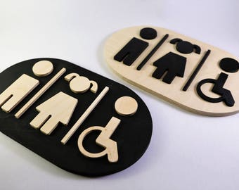 Bathroom sign Restroom sign WC sign Restroom sign wood Toilet sign Restroom door sign Bathroom sign decor Bathroom signs WC door Decor