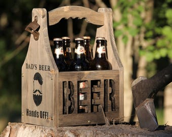 Beer carrier Beer Caddy Beer box 6 pack holder Wood beer caddy Beer tote Gift for man Wooden six pack Father's gift Father's day gift Beer