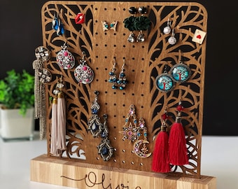 Organisateur de bijoux personnalisés Stand de boucles d’oreilles Organisation de bijoux Porte-bijoux Cadeau pour elle Cadeaux personnalisés Porte-collier Cadeaux à domicile