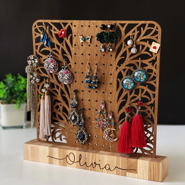 Personalisierter Schmuck organizer Ohrringständer Schmuck organisation Schmuckhalter Geschenk für Sie Personalisierte Geschenke Halskettenhalter Home Gifts