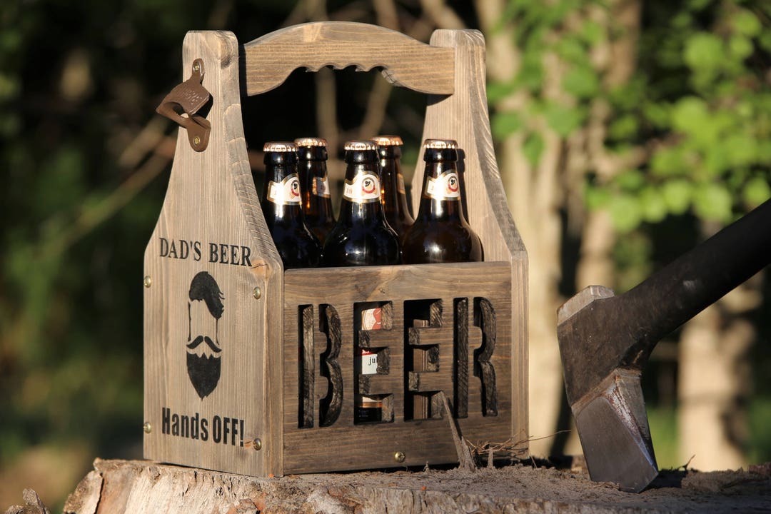 Beer Caddy Beer Carrier Rustic Beer Tote Beer Holder Beer Box Beer Tote  Wooden Six Pack Bottle Opener Bottle Holder 6 Pack Holder Mens Gift 