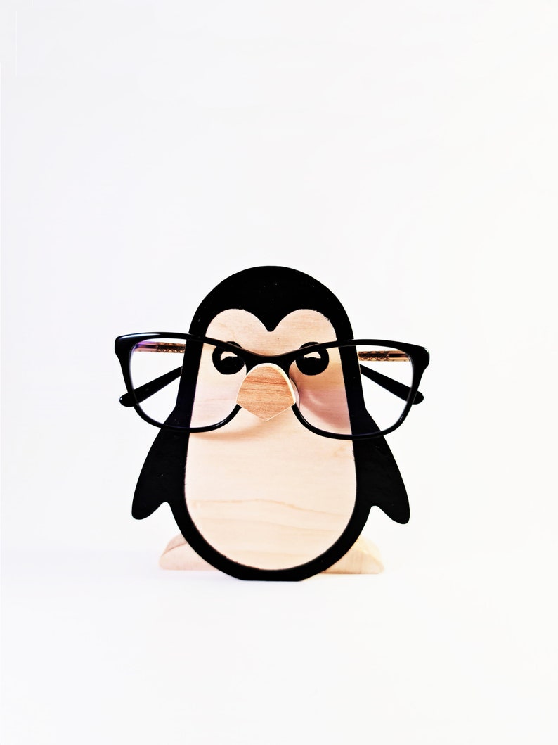 Porte-lunettes pingouin Porte-lunettes Porte-lunettes Support à lunettes Organiseur de bureau pour lunettes Accessoire de bureau Cadeau pour elle Cadeaux de Noël image 1