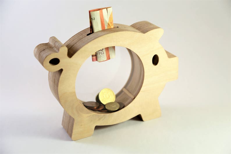 Piggy bank Money box Money bank Coin bank Wedding bank box Adult piggy bank Gift for kids Wedding money box Kids piggy banks Pig Wood piggy image 2