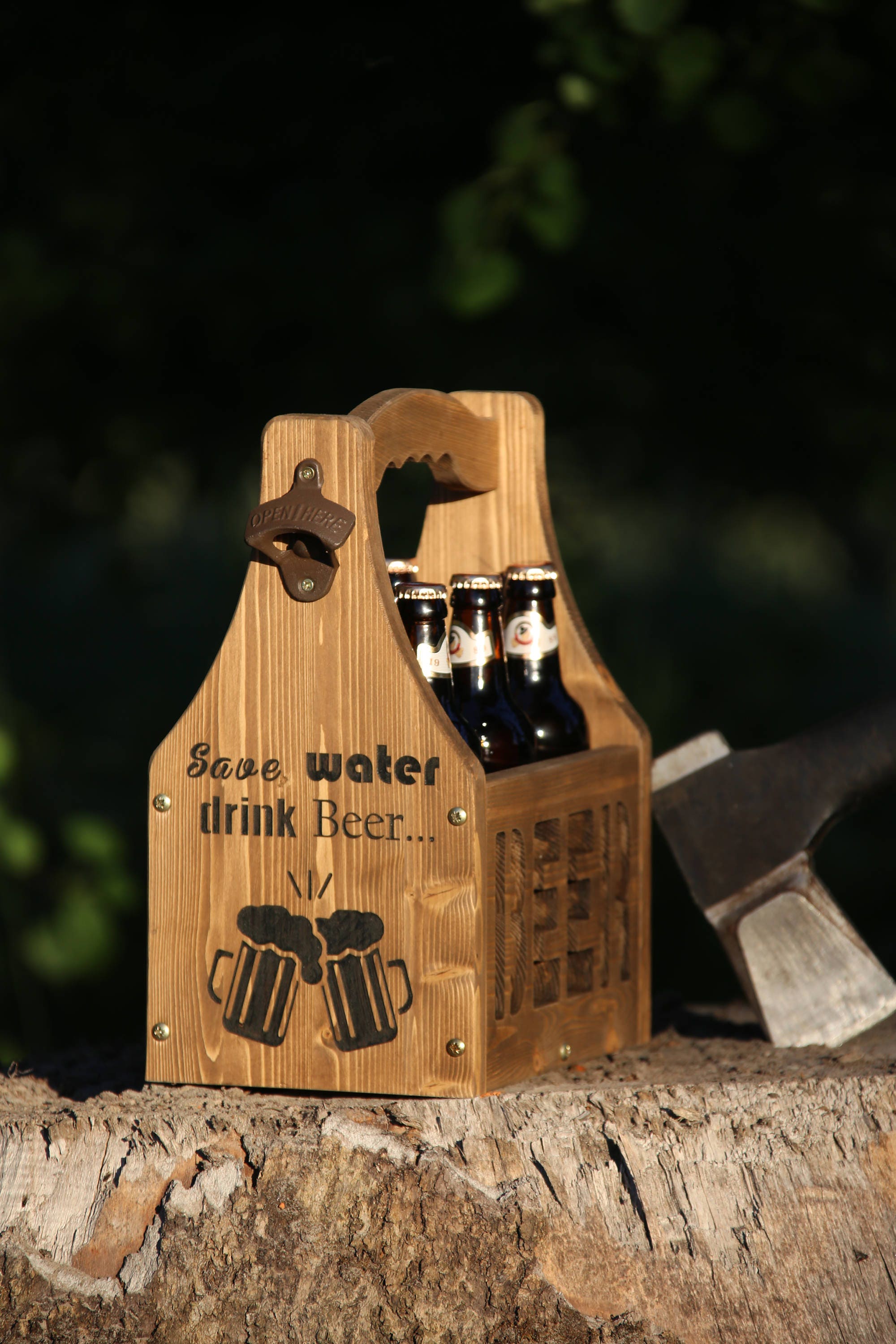 Personalized Beer Caddy, Wooden Beer Carrier With Bottle Opener, Travel  Drink Caddy, Custom Six Pack Holder Wooden Tote, Beer Lover Gifts 