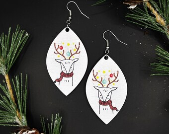 Reindeer Christmas earrings Christmas gifts for women Christmas decor Wooden earrings Gifts for her Christmas jewelry Christmas ornaments