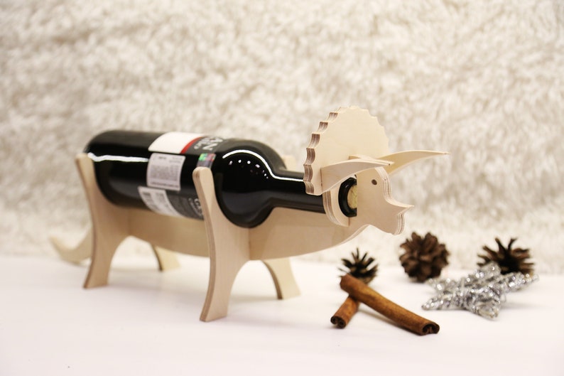 Wine lovers Wine gift Wine holder Dinosaur wine rack Gift for her Hausewarming gift Bottle holder Wooden wine furniture Christmas gift