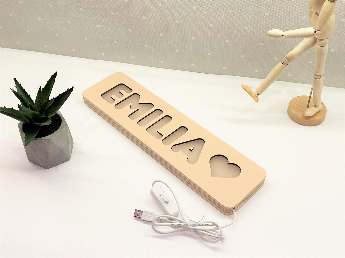 Wooden Name Night light New baby gift Personalized gifts Kids Etsy