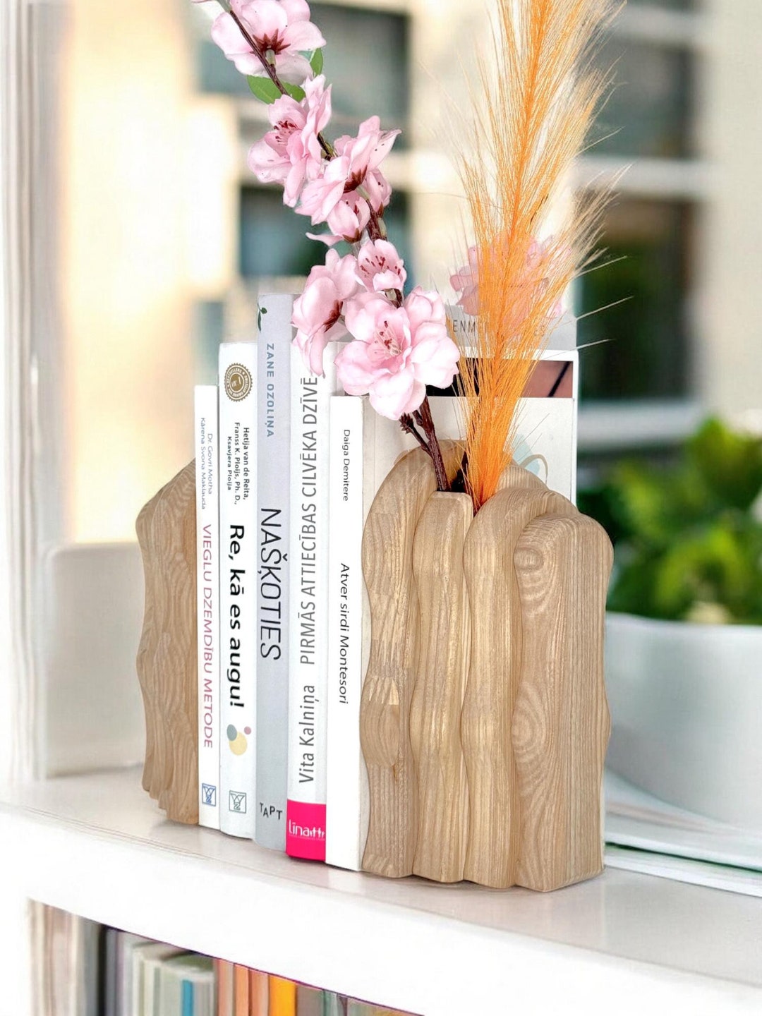Wooden Bookends Bookshelf Ends Shelf Decor Book Ends Bookshelf ...