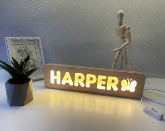 Wooden Name Night light Personalized gifts New baby gift Baby shower Gift for kids 1st birthday Kids room decor Name sign Led lights Toys