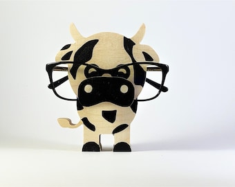 Cow eyeglasses holder Glasses holder Eyeglass holder Glasses stand Eyeglass stand Desk organizer Accessories Gift for kids Wooden toys Wood