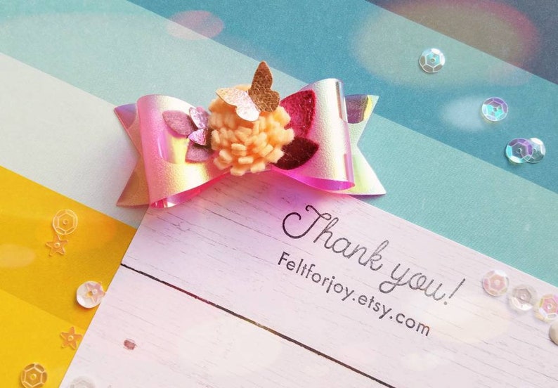 fall hair clip flower hair bow Butterfly hair bow purple hair bow faux leather hair bow felt flowers girl hair accessory